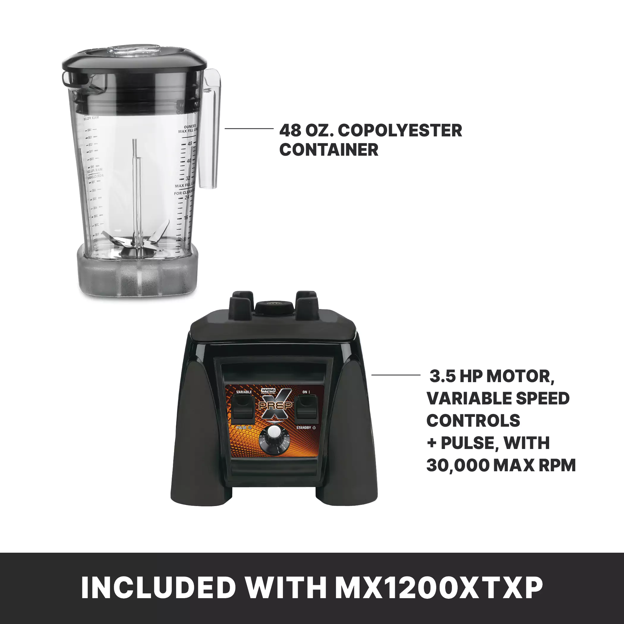 XPREP Food Blender with Variable-Speed and 48 oz. Copolyester Container